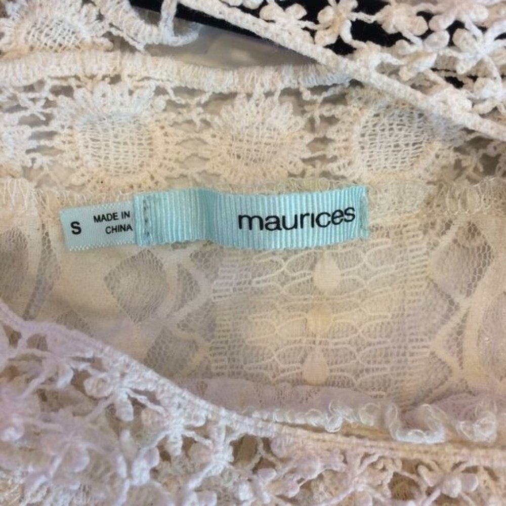 Maurices Womens Cream Lace Overlay Dolman Kimono Sleeve Blouse Size S - Picture 5 of 7